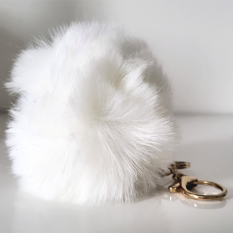 Porte-clé pompon white